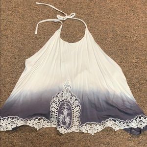 gray and white halter top